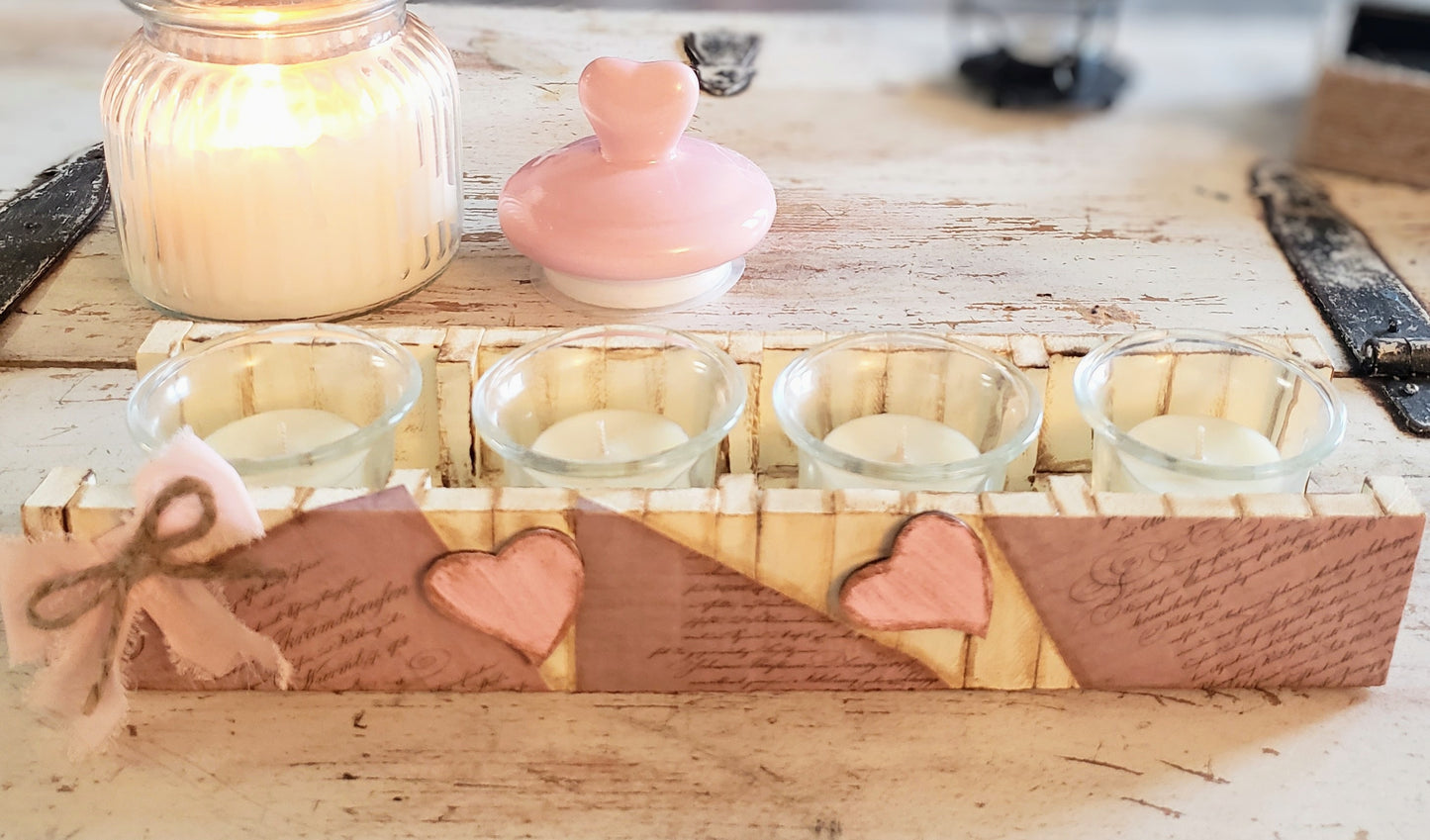 Love Letter Wooden Tealight Holder