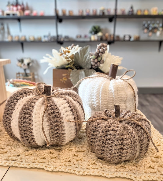 Tan & White Pumpkin Patch Set